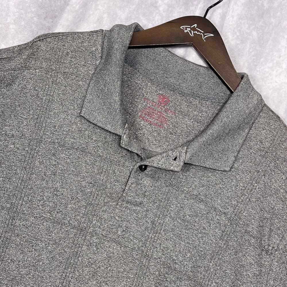Covington Polo Shirt Mens XXL‎ Gray Excellent Windowpane Grid Short Sleeve Top